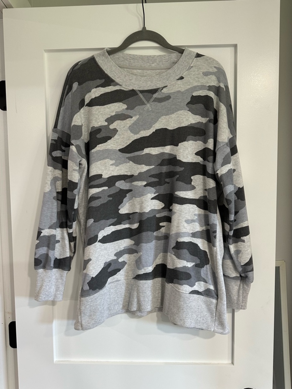 Aerie Gray Camo Crewneck Sweatshirt